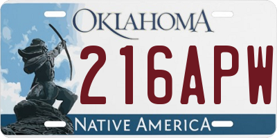 OK license plate 216APW