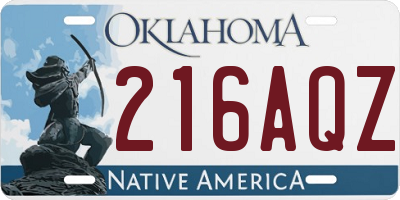 OK license plate 216AQZ