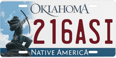 OK license plate 216ASI