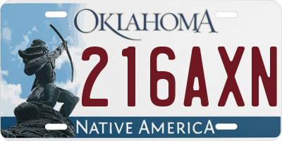 OK license plate 216AXN