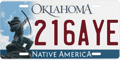 OK license plate 216AYE