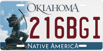 OK license plate 216BGI