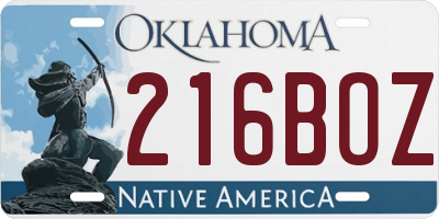 OK license plate 216BOZ