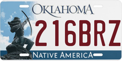 OK license plate 216BRZ