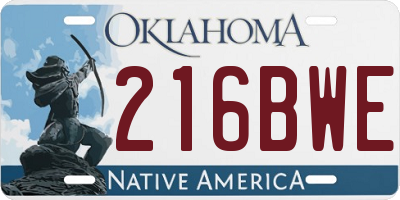 OK license plate 216BWE