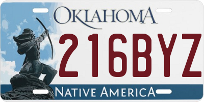 OK license plate 216BYZ