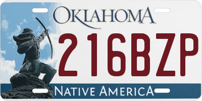 OK license plate 216BZP