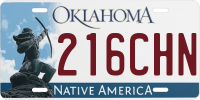 OK license plate 216CHN