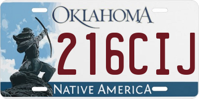 OK license plate 216CIJ