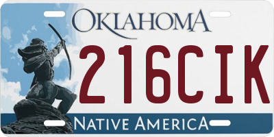 OK license plate 216CIK