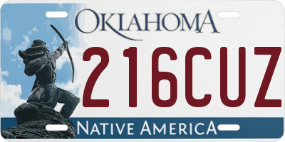 OK license plate 216CUZ