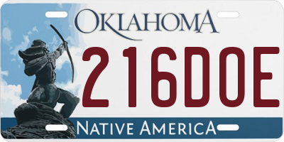 OK license plate 216DOE
