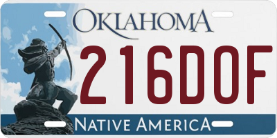 OK license plate 216DOF