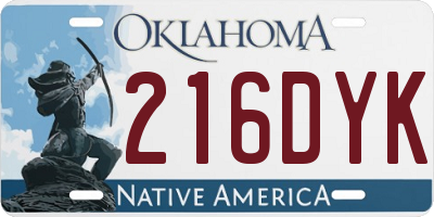 OK license plate 216DYK