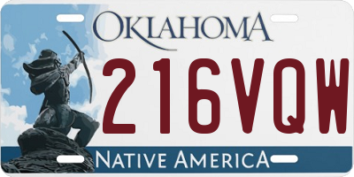 OK license plate 216VQW