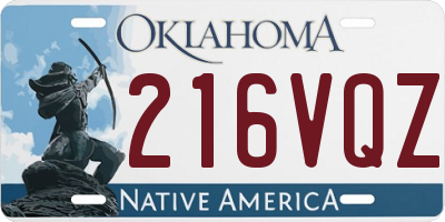 OK license plate 216VQZ