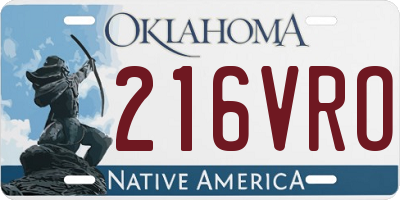 OK license plate 216VRO