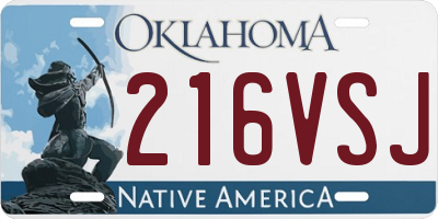 OK license plate 216VSJ