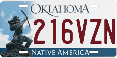 OK license plate 216VZN