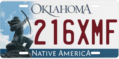 OK license plate 216XMF
