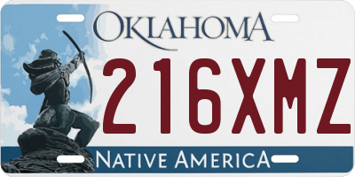 OK license plate 216XMZ