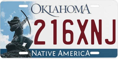 OK license plate 216XNJ