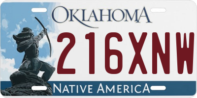 OK license plate 216XNW