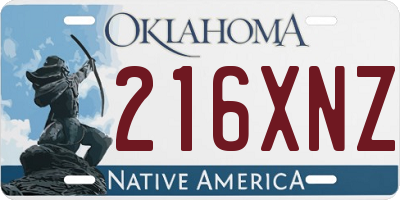 OK license plate 216XNZ