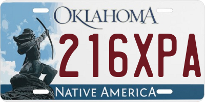 OK license plate 216XPA