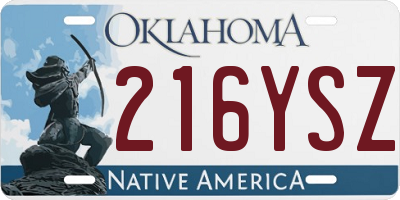 OK license plate 216YSZ