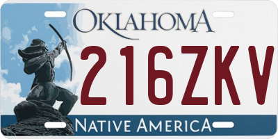 OK license plate 216ZKV