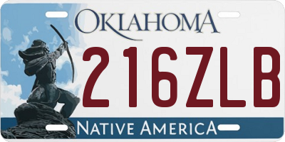 OK license plate 216ZLB