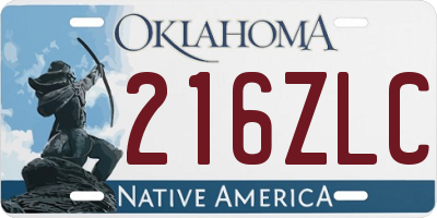 OK license plate 216ZLC