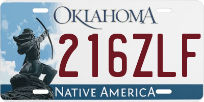 OK license plate 216ZLF