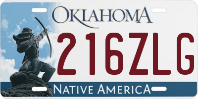 OK license plate 216ZLG