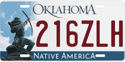 OK license plate 216ZLH