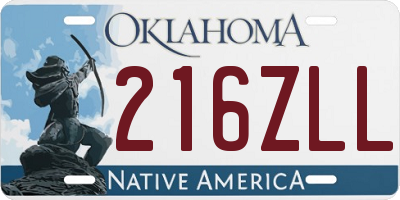 OK license plate 216ZLL