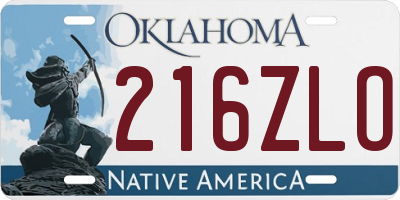 OK license plate 216ZLO