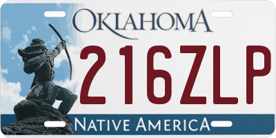 OK license plate 216ZLP