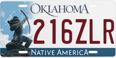 OK license plate 216ZLR