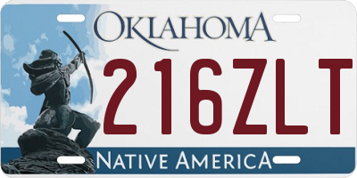 OK license plate 216ZLT
