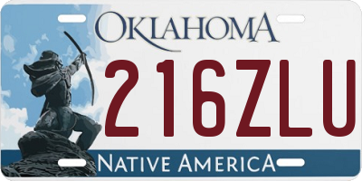 OK license plate 216ZLU