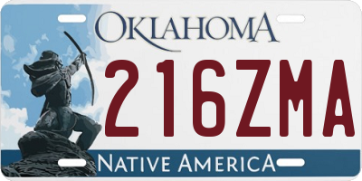 OK license plate 216ZMA