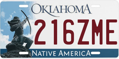 OK license plate 216ZME
