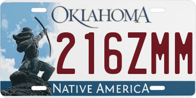 OK license plate 216ZMM
