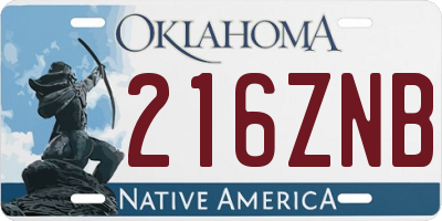OK license plate 216ZNB
