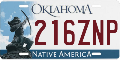 OK license plate 216ZNP