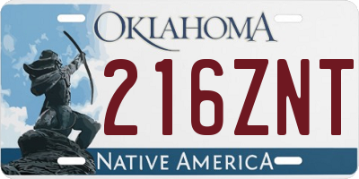 OK license plate 216ZNT