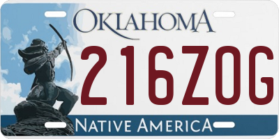 OK license plate 216ZOG