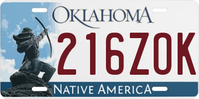 OK license plate 216ZOK